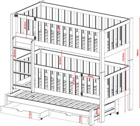 AGATA 80x180 grey bunk bed Lano Furniture