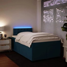 vidaXL Κρεβάτι Boxspring με Στρώμα Μπλε 120x190 εκ. Βελούδινο