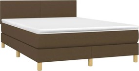 vidaXL Κρεβάτι Boxspring με Στρώμα Σκούρο Καφέ 140x200 εκ Υφασμάτινο