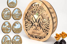 Σετ των 3 Intra απο ξύλο plywood 3mm-4mm πάχος - Σετ Πασχαλινές θήκες για καραμέλα Δίασταση 5x5 cm INTRAFABR-116411003