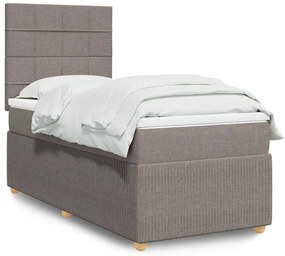 vidaXL Κρεβάτι Boxspring με Στρώμα Taupe 80x200 εκ. Υφασμάτινο