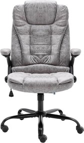 vidaXL Πολυθρόνα Γραφείου Ανοιχτό Γκρι από Γνήσιο Δέρμα