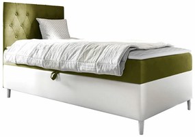 Κρεβάτι continental Baltimore 171, Μονόκλινο, Continental, Πράσινο, 90x200, Οικολογικό δέρμα, Ταπισερί, Τάβλες για Κρεβάτι, 92x208x115cm, 65 kg