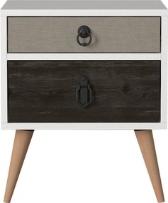 Κομοδίνο ArteLibre KIMOLOS Λευκό/Φυσικό/Καφέ 45x30x52cm