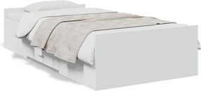 vidaXL Πλαίσιο Κρεβατιού με Συρτάρια Χωρίς Στρώμα Λευκό 75x190 εκ.