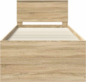 vidaXL Σκελετός Κρεβατιού Δρύς Sonoma 75 x 190 cm Επεξεργασμένο ξύλο