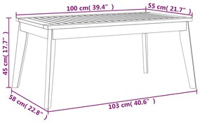 ΤΡΑΠΕΖΑΡΙΑ ΚΗΠΟΥ 100X55X45 ΕΚ. ΜΑΣΙΦ ΞΥΛΟ ΑΚΑΚΙΑΣ 366383