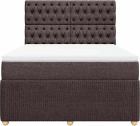 vidaXL Κρεβάτι Boxspring με Στρώμα Σκούρο Καφέ 160x200 εκ Υφασμάτινο