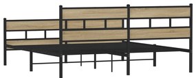 vidaXL Σκελετός Κρεβ. Χωρίς Στρώμα Sonoma Δρυς 200x200 εκ. Μεταλλικό