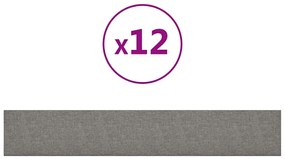 vidaXL Πάνελ Τοίχου 12 τεμ. Ανοιχτό Γκρι 90 x 15 εκ. 1,62 μ Υφασμα