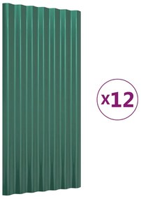 vidaXL Πάνελ Οροφής 12 τεμ. Πράσινα 80x36 εκ. Γαλβανισμένος χάλυβας