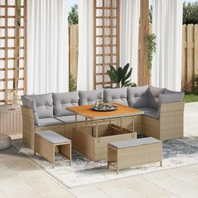 vidaXL Σετ Καναπέ Κήπου 9 pcs Μπεζ συνθετικό ρατάν