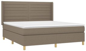 vidaXL Κρεβάτι Boxspring με Στρώμα &amp; LED Taupe 180x200 εκ. Υφασμάτινο