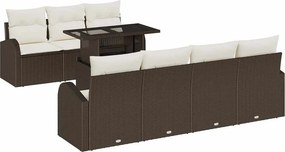 vidaXL Σετ Καναπέ Κήπου με μαξιλάρι 8 pcs Καφέ Πολυ ράταν