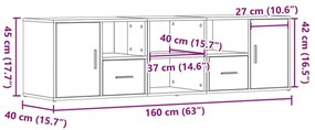 Ντουλάπι Γωνιακό Λευκό 160x40x45 εκ. από Επεξ. Ξύλο - Λευκό