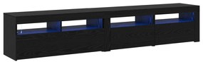 vidaXL Φυλάκια TV 2 τεμάχια με LED φώτα Μαύρη Δρυός Επεξεργασμένο Ξύλο