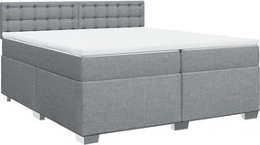 vidaXL Κρεβάτι Boxspring με Στρώμα Ανοιχτό Γκρι 200x200 εκ. Υφασμάτινο