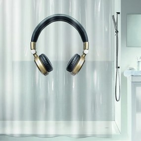 Κουρτίνα Μπάνιου Πλαστική Headphone Διαφανής Black Gold 180x200 - Spirella