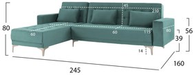ΚΑΝΑΠΕΣ ΚΡΕΒΑΤΙ ΓΩΝΙΑ ΑΝΑΣΤΡΕΨΙΜΗ ELIZA HM3145.04 ΣΕ ΒΕΡΑΜΑΝ ΒΕΛΟΥΔΟ 245x160x80Υεκ.