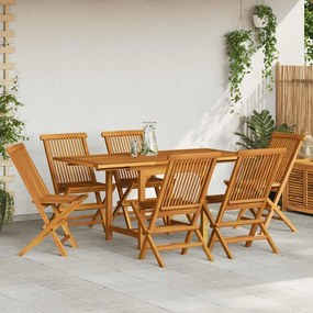 vidaXL Σετ Τραπεζαρίας Κήπου 7 Τεμαχίων από Μασίφ Ξύλο Teak