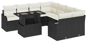 vidaXL Σετ Καναπέ Κήπου 9 pcs Μαύρο 100 x 55 x 73 εκ. Πολυ ράταν