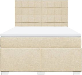 vidaXL Κρεβάτι Boxspring με Στρώμα Κρεμ 140x200 εκ. Υφασμάτινο