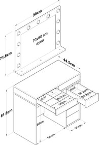Τουαλέτα Μακιγιάζ Λευκό BRUBEON 90x44.5x153.4