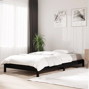 Κρεβάτι Στοιβαζόμενο Μαύρο 90 x 190 εκ. από Μασίφ Ξύλο Πεύκου