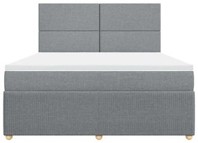 vidaXL Κρεβάτι Boxspring με Στρώμα Ανοιχτό Γκρι 180x200 εκ. Υφασμάτινο