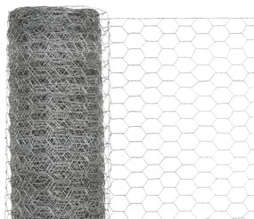 vidaXL Συρματόπλεγμα Εξάγωνο Ασημί 25 x 1,2 μ. από Γαλβανισμένο Χάλυβα