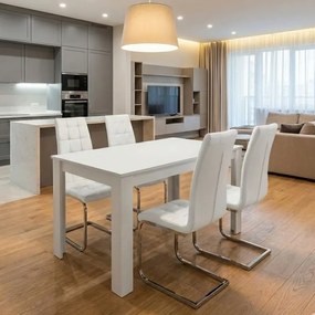 Σετ τραπεζαρία 5τμχ Darlen - Vela Megapap χρώμα λευκό 125x72x74εκ.