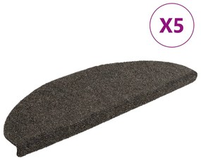 vidaXL Πατάκια Σκαλιών Αυτοκόλλητα 5 τεμ. Ανθρακί Ημίστρογγυλά Μεγάλα 65x21x4 εκ.