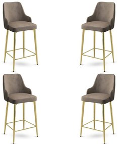 Σκαμπό Μπαρ Enox Babyface (Σετ 4Τμχ) 240CHR1346 45x43x105cm Cappuccino-Gold Μέταλλο,Ύφασμα