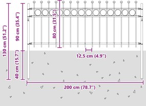 vidaXL Δαχτυλίδι φράχτη Μαύρο 200 x 130 εκ