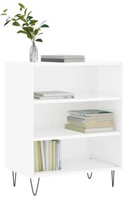 vidaXL Ραφιέρα Γυαλιστερή Λευκή 57 x 35 x 70 εκ. από Επεξεργ. Ξύλο