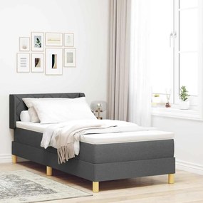 vidaXL Κρεβάτι Box Spring με Στρώμα Σκούρο Γκρι, 90 x 200 εκ, Υφασμάτινο