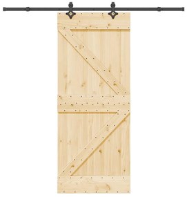 vidaXL Συρόμενη Μεσόπορτα με Μηχανισμό 85 x 210 εκ. Μασίφ Ξύλο Πεύκου