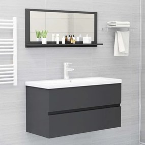 vidaXL Καθρέφτης Μπάνιου Γκρι 90 x 10,5 x 37 εκ. Μοριοσανίδα