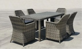 ESPERIA SET ΤΡΑΠΕΖΑΡΙΑ ΚΗΠΟΥ ALU,WICKER GREY BROWN-ΑΝΘΡΑΚΙ: ΤΡΑΠΕΖΙ 180X90 + 6 ΠΟΛΥΘΡΟΝΕΣ