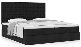 VidaXL Οθωμανικό κρεβάτι με στρώματα Μαύρο 180x200cm Ύφασμα