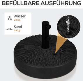 Βάση ομπρέλας, αδιάβροχη, γεμιζόμενη, Ø51x 36H cm, μαύρο