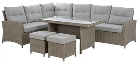 LIVING ROOM SET ALUMINUM WITH TWO STOOLS AND TABLE GRAY