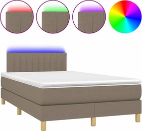 vidaXL Κρεβάτι Boxspring με Στρώμα &amp; LED Taupe 120x190 εκ. Υφασμάτινο