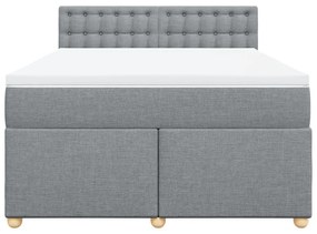 Κρεβάτι Boxspring με Στρώμα Ανοιχτό Γκρι 140x200 εκ. Υφασμάτινο - Γκρι