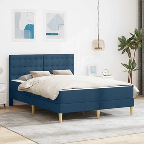 vidaXL Σκελετός κρεβατιού με στρώμα Μπλε 140 x 200 cm Ύφασμα