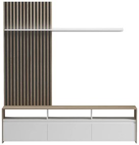 Σύνθετο σαλονιού Delfina σε sonoma με λευκή απόχρωση 190x40x199.5εκ 190x40x199.5 εκ.
