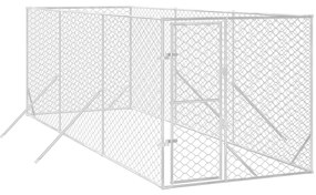 vidaXL Κλουβί Σκύλου Εξωτερ. Χώρου Ασημί 2x6x2 μ. Γαλβανισμένο Ατσάλι