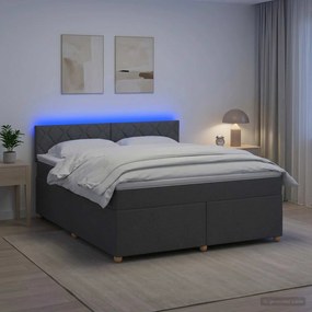 vidaXL Κρεβάτι box spring με στρώμα Σκούρο Γκρι 140 x 190 cm Ύφασμα