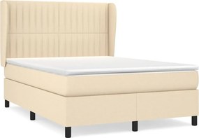 vidaXL Κρεβάτι Boxspring με Στρώμα Κρεμ 140x190 εκ. Υφασμάτινο
