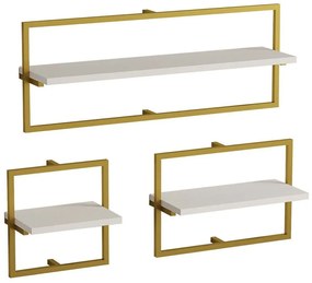 Ράφια Τοίχου Yeso (Σετ 3Τμχ) 835PUQ6275 80/45/30x20x30cm White-Gold